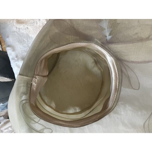 Beautiful Satin Kentucky Derby hat Church Gold Hat Fancy Formal Flower - Picture 9 of 9